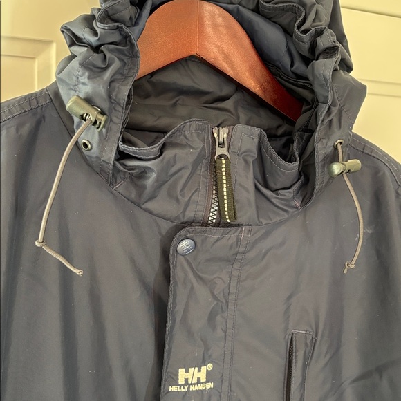 Helly Hansen Rain Jacket Mens XXL Work Wear Navy Hooded Polyurethane - Picture 3 of 6